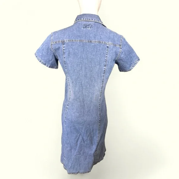 Polo by Ralph Lauren SZ LG Vintage 90’s Blue Denim snap button shirt Mini Dress - Picture 4 of 12